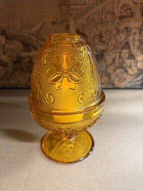 Vintage Tiara Indiana Glass Amber Fairy Lamp